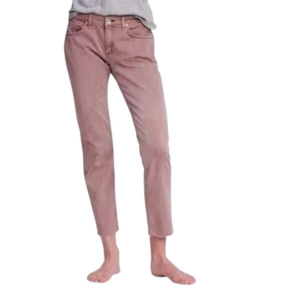 Rag & Bone Dre Boyfriend Jeans Women 24 Light Plum Raw Hem Slim Low Rise Stretch - Picture 1 of 16